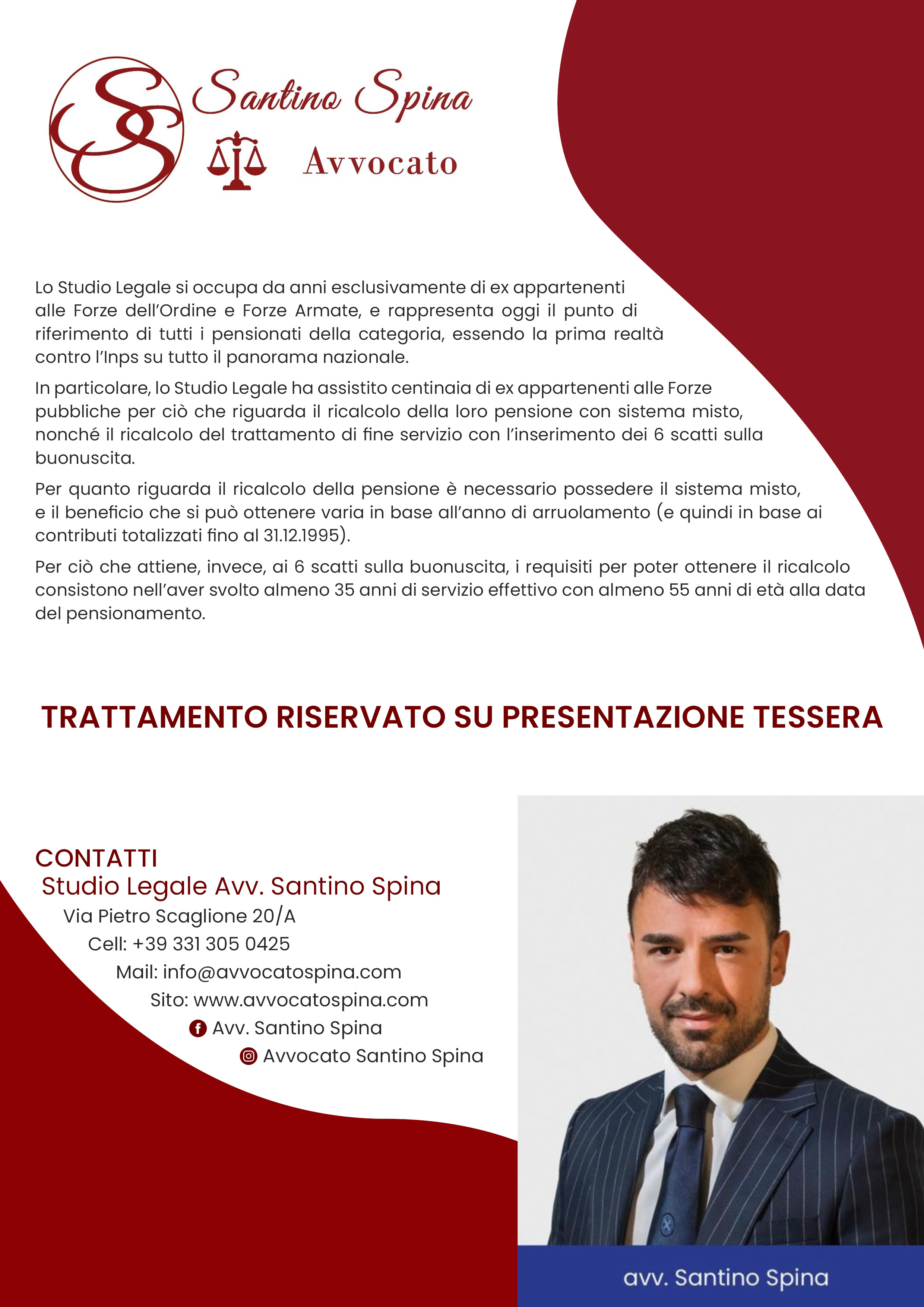 Locandina dello Studio Legale Avvocato Santino Spina